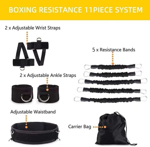 Ycendelion Boxing Resistance Bands, Leg Strength and Agility Speed Trainer for Men and Women Exercise Power Punch Pro with Belt, Ankle, Kicking Set for MMA