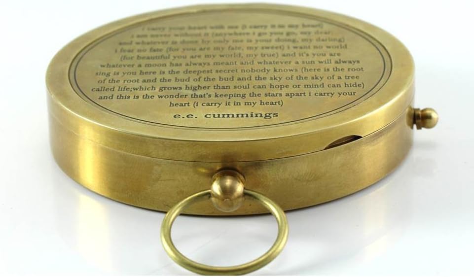 RII Antique Nautical Vintage Directional Magnetic Compass with Famous Scripture Quote Engraved Baptism Gifts with Leather Case or Wooden Case for Dad from Son, Daughter