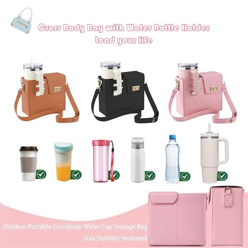 Tefedpot ZETOREL 2025 Cup Purse Holder 40 Oz, Tumbler Bag, Water Bottle Holder with Strap, Water Bottle Carrier with Strap (Black)