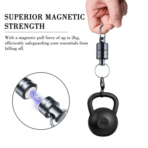 SAMIQU Quick Release Keychain,Super Strong Magnetic Key Holder for Car Key Fly Fishing Bags,Hook Hangers Gray (3)