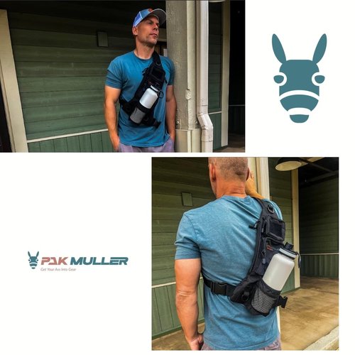 Pak Muller Crossbody Sling Bag Water Bottle Holder, RFID Back Pocket, Travel, Hiking, Everyday Go Bag, Chest Bag, Unisex, Slim Profile, Mid-Size (Black)