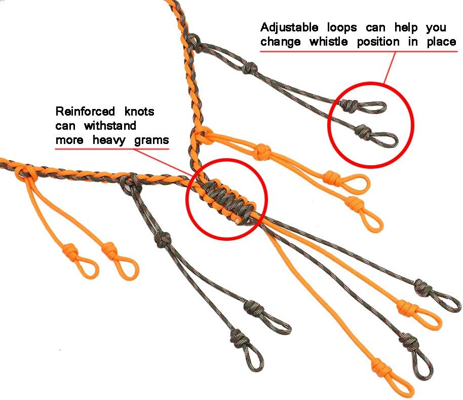 PSKOOK Duck Call Lanyard Paracord Hunting Goose Calls 12/16/20 Adjustable Loops Outdoor Predator Gear for Pheasant Waterfowl Hand Braided Necklace