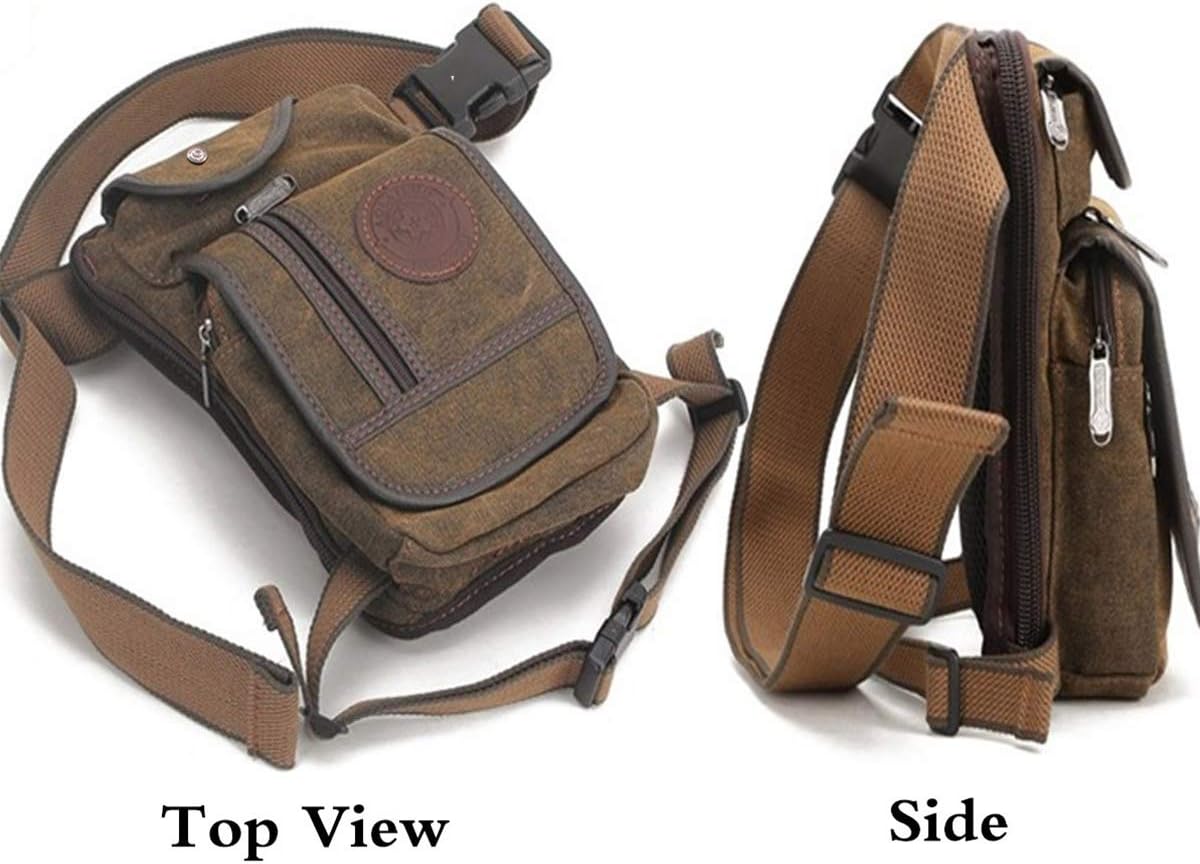 Small Canvas Multi-Purpose Waist Fanny Pack Tactical Military Drop Leg Bag Camping Hiking Motorcycle Bike Cycling Pouch