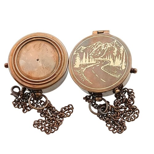 Mountains and Road Engraved Compass in Leather Case -Baptism Gift for Teenage Boys, Christian, Catholic, Communion, Confirmation, Graduation, Sentimental & Inspirational Present
