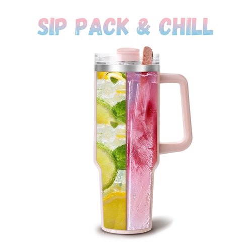 Stanley Cup Divider Inner Tray Enjoy Two Drinks in 1 Cup, Silicone Separator Liner Compatible with Stanley Cup 40 oz, Reusable Liner for Party, Leisure, Outdoor, Office (Pink)