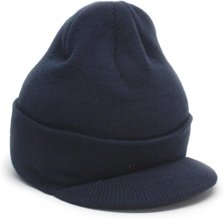 The Vintage Year Plain Sports Visor Billed Knit Radar Cuff Beanie