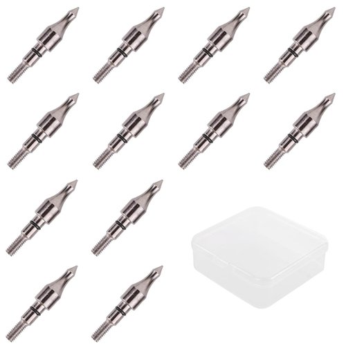 KURUGEILI 12 pcs 100 Grain Archery Arrow Field Points Screw in Arrow Tipsfor Recurve Bow, Compound Bow & Crossbow Bolts Hunting Bow Arrow Target Practic