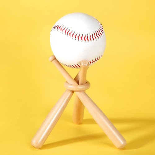Honoson Baseball Stand Holders Balls Display Bat Wooden Stand Holder Display Centerpieces Tables for Baseball Sports Lover (4 Pack)