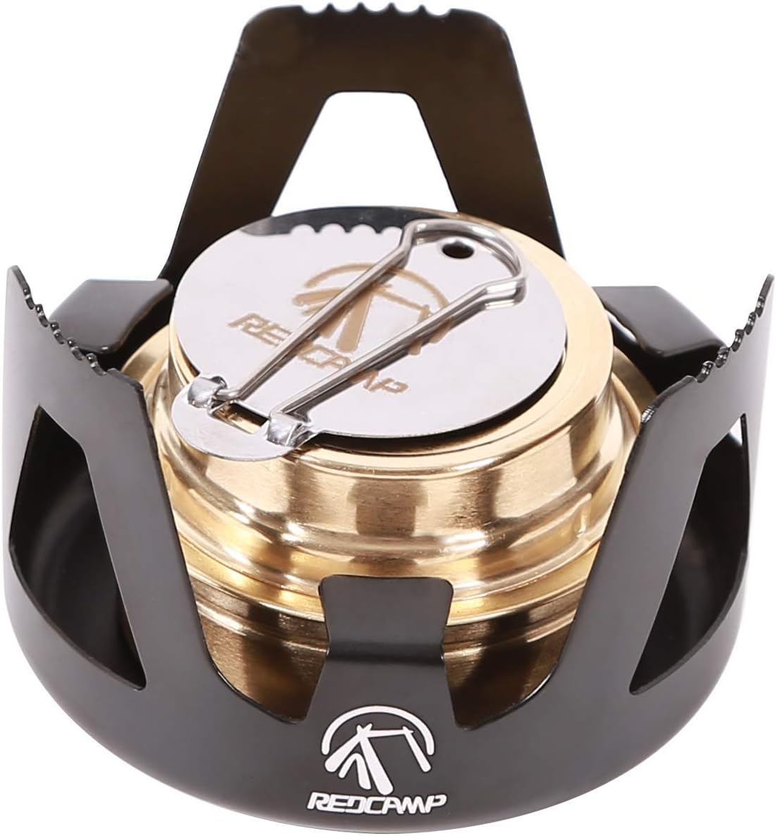 REDCAMP Mini Alcohol Stove for Backpacking, Lightweight Brass Spirit Burner with Aluminium Stand for Camping Hiking