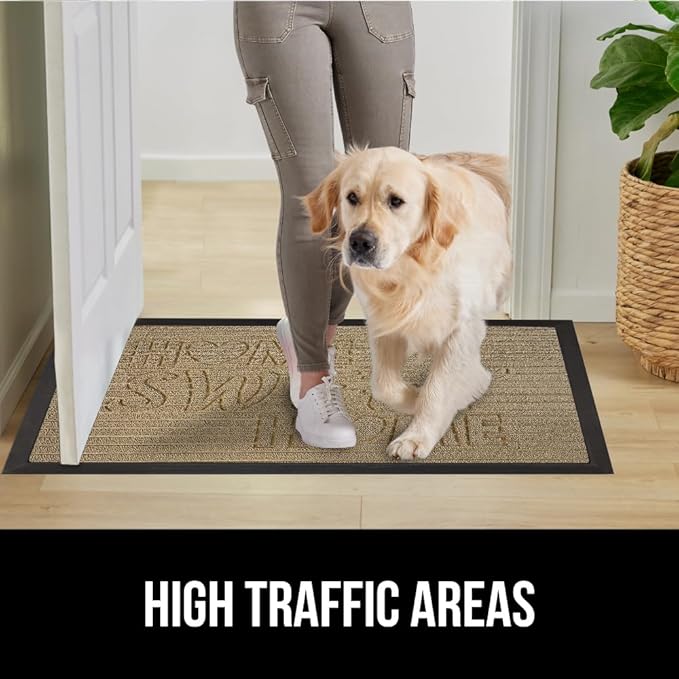 GORILLA GRIP 100% Waterproof All-Season WeatherMax Doormat, 47x35, Durable Natural Rubber, Stain and Fade Resistant, Low Profile, Indoor Outdoor Door Mats, Easy Clean Patio Entry Mat, Home Sweet Home