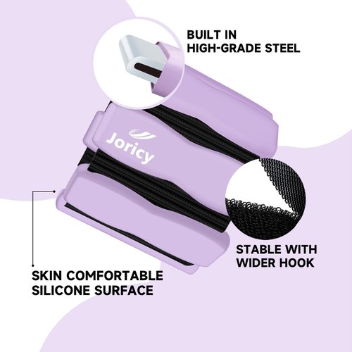 Wrist Weights Adjustable Ankle Weights for Women Men Kids 1LBS *2 Pilates Silicone Leg Arm Weighted Bracelet for Yoga Dance Running Walking Swimming Home Gym Physical Therapy Purple