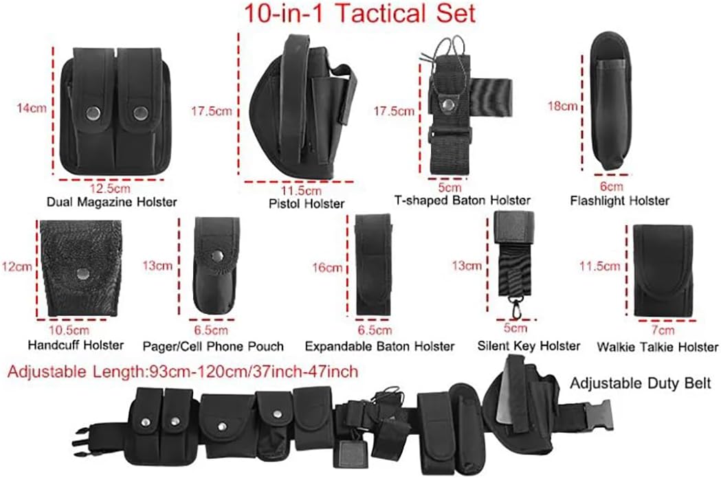 Tactical Waist Belt with 10pcs Bags Holster Set Law Enforcement Modular Equipment System Security Military Duty Utility Belt Camping Hunting, Sports and Outdoor