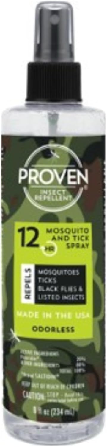 Proven Insect Repellent Spray, Keep Mosquitoes, Ticks and Flies Off, DEET Alternative Repellent, Up to 12-Hour Protection, Great for Camping or Hiking, 6 Ounce, Odorless Spray