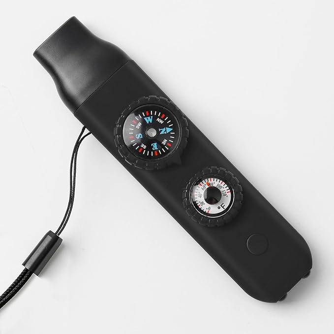 Viriber Whistle Emergency Camping Hiking Survival Whistle，Outdoor Multifunctional Tool with Lanyard,Compass,Thermometer,Ideal for Kayaking, Boating,Climbing