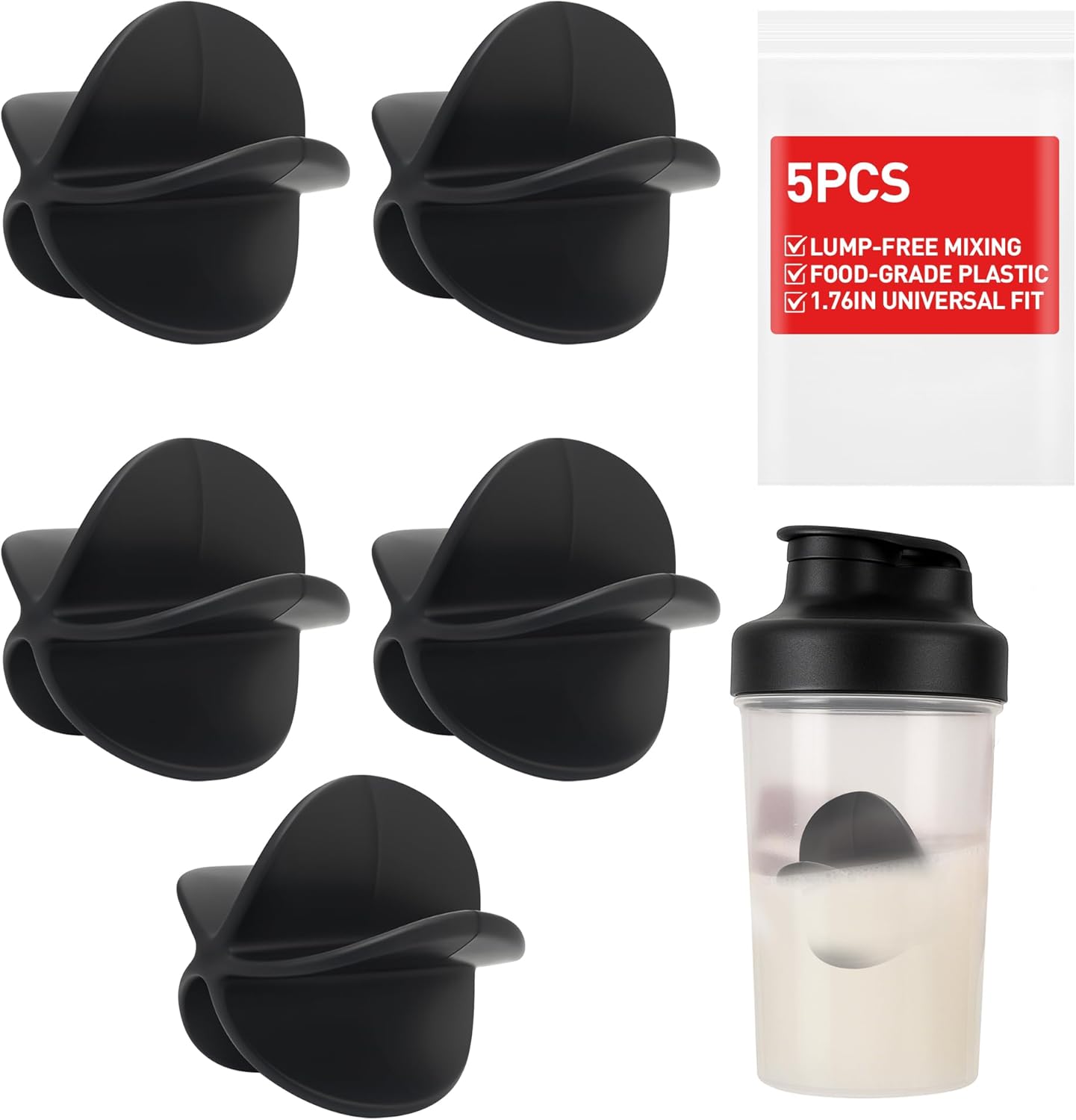 Shaker Ball, 5 Pcs Protein Shaker Ball Plastic Ball Replacement Mixing Balls for Shaker, Mixing Accessories for Most Bottles, Stirring Various Drinks, BPA‑Free, Easy Clean