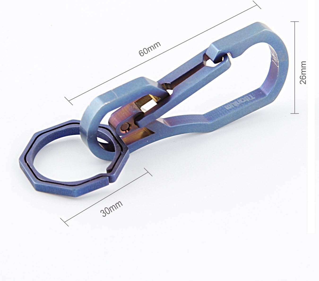 Titanium Multi Tools Keychain Hook EDC Tool Max-Bearing 50KG Keychain for Hiking Camping Outdoor (Blue)