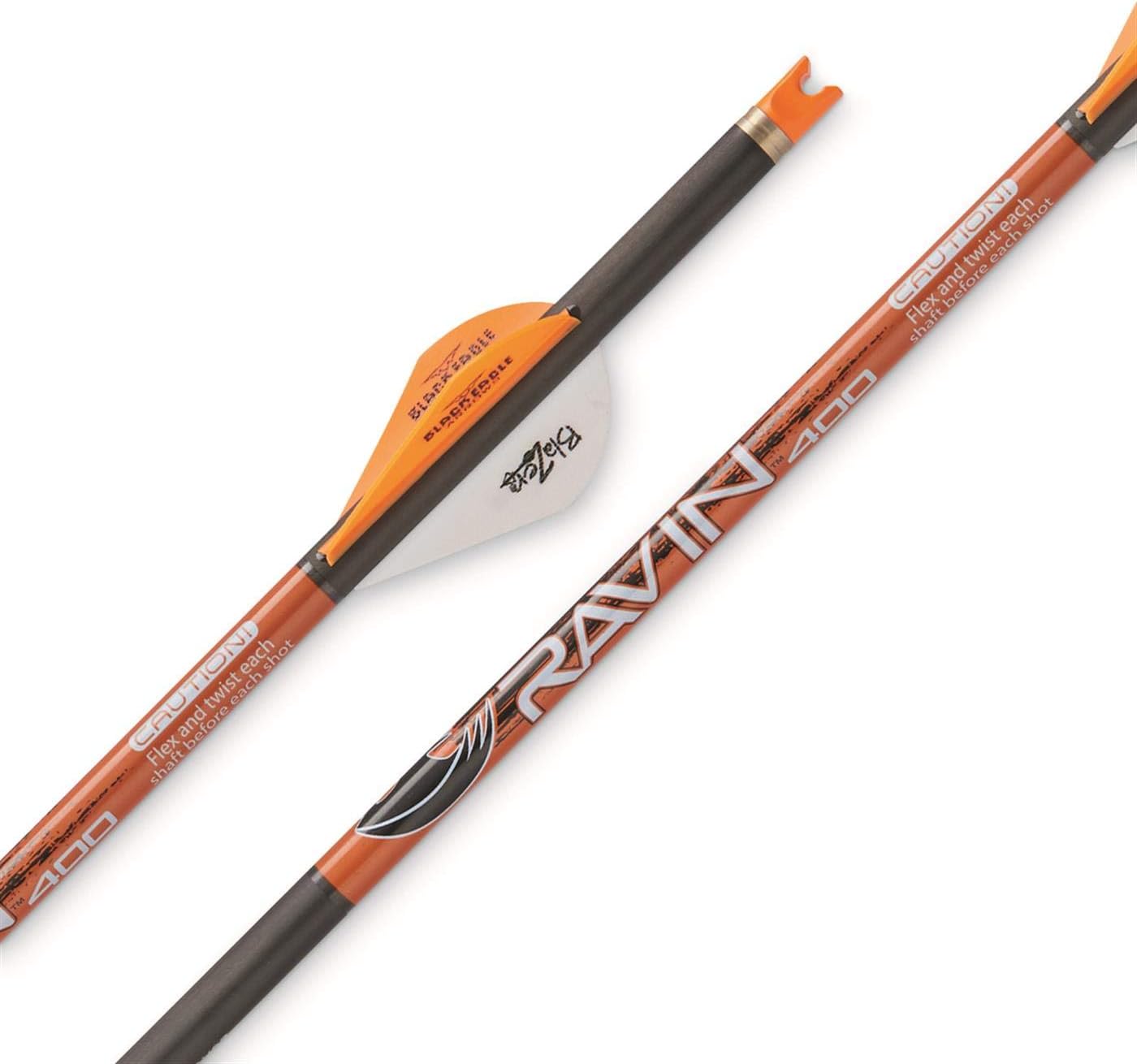 RAVIN 20-Inch 400-Grain Carbon Crossbow Bolts with 2-Inch Offset Vanes, Inserts and Nocks for Use Exclusively Crossbows