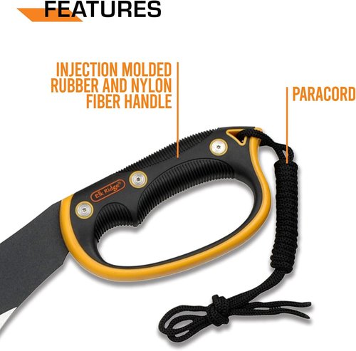 Elk Ridge 20.5" Fixed Blade Machete - Black Stainless Steel, Orange Handle, Nylon Sheath for Camping & Survival - ER-280