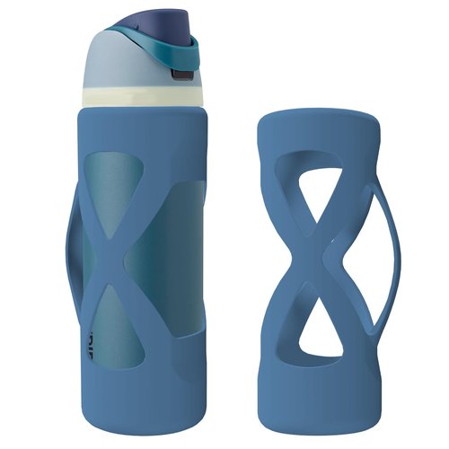 Bottle Bumper Silicone Boot Sleeve Protector with Handle for Owala Freesip Water Bottle 24 Oz, Protective Anti Scratch & Reduce Dent Sleeve Cover, Reusable Water Bottle Carrier Grip (Bule)