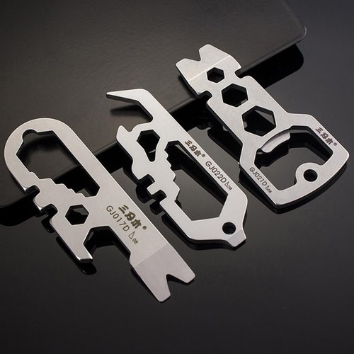 Sanrenmu EDC Pry Bar 6-in-1 Tool with Bottle Opener Inch/CM Ruler Wrench Multi Function Mini Compact Stainless Steel Keychain GJ035Z