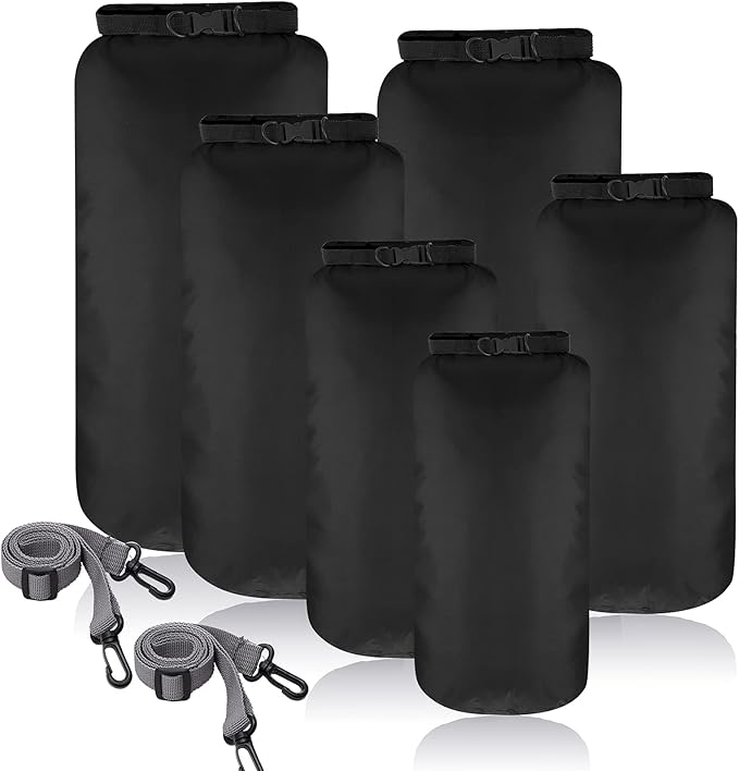 Shappy 6 Pcs Waterproof Dry Bag Set 6 Size Lightweight Sack and Long Adjustable Shoulder Strap 20/15/10/8/5/3l Outdoor Keep Gear Stuff Sack for Backpacking Boating Hiking Camping