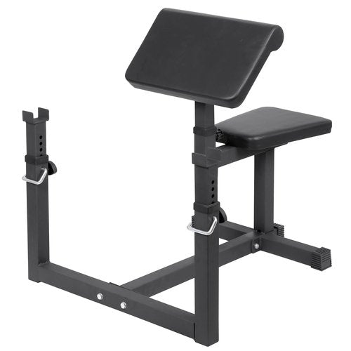 HSM Preacher Curl Weight Bench Max load 450lbs Strength Training Seated Arm Isolated Barbell Dumbbell Biceps Station Home Gym (BLACK)