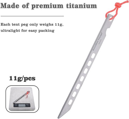 iBasingo 6pieces/Lot Ultralight Titanium Tent Pegs Outdoor Camping Tent Stakes for Sand Heavy Duty Portable Tent Nail for Garden Picnic A-Ti4008P