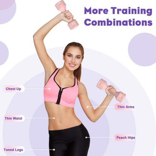 BOBAZREN Adjustable Dumbbell Set of 2, 11Lb/Pair Weights Dumbbells for Women, Each 2.2lb, 3.3lb, 4.4lb, 5.5lb Hand Weights Set for Home Gym Fitness Training (Pink)