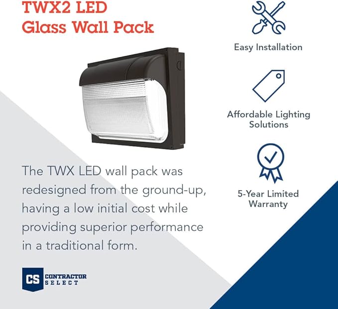 Lithonia Lighting 13" LED Wall Pack Outdoor Light Fixture, Building Wall Light, Adjustable Lumens, 4000K Cool White, MVOLT 120-277V, IP65, Glass Lens, Bronze (TWX2 LED ALO 40K MVOLT DDBTXD)