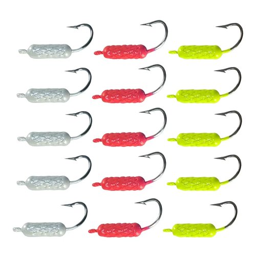 Eupheng UV Glow in Dark Yellowtail Snapper Jigs, 15PCS 1/4oz, 1/8oz, 1/16oz Weighted Jig Head with Stainless Steel Hook Yellowtail jig Hook for Saltwater and Freshwater Fishing