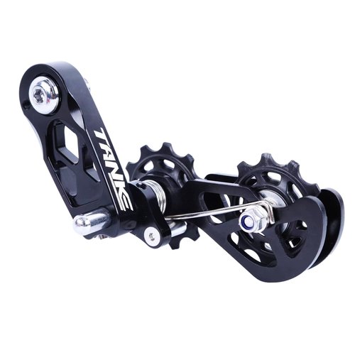 CooMeng Ultra-Smooth Single-Speed Chain Tensioner with Adjustable Tension and Dual Spring Chain Guides - Noiseless Performance and Easy Installation for Dirt Bikes, BMX and Folding Bikes-Black