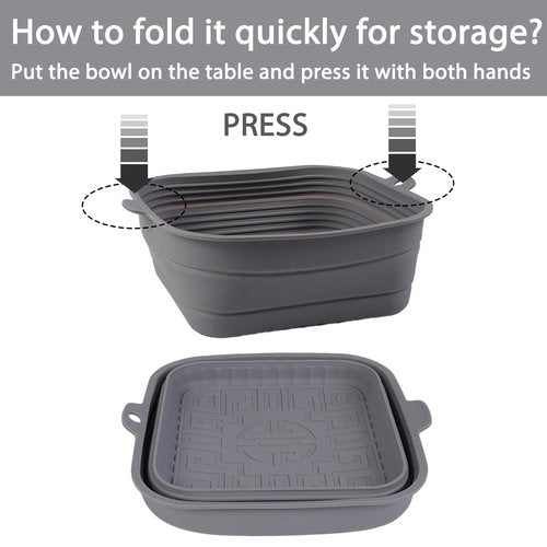 Fchil Collapsible Silicone Bowl for Camping, 170oz Silicone Foldable Salad Bowl, Portable Camping Travel Container for Outdoor Hiking Storage Mixing, Grey(QY102)