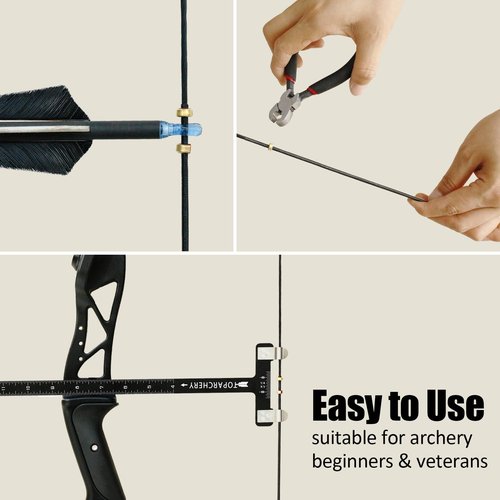 Luoyer Archery T Shape Bow Square Ruler and 12 Pcs Brass Nock Points and Pliers Archery Bowstring Nocking Points Set for Compound and Recurve Bow Turning Kit