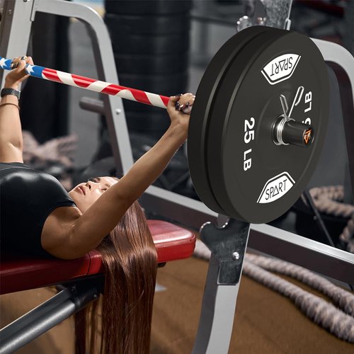 4FT Olympic Barbell Bar, 47Inch Straight Weight Bar with 2 Collars, Solid Olympic Bar with Bearings, 500Lbs Capacity Weightlifting Bar for Home Gym Strength Training, Suitable for 2 Inch Plates, Stars