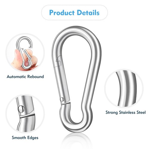Stainless Steel 20 Pcs Small Carabiner Clips, 1.7 Inch Spring-Snap Hook Keychain for Outdoor Camping, Swing, Hammock, Hiking, Fishing,Quick Link