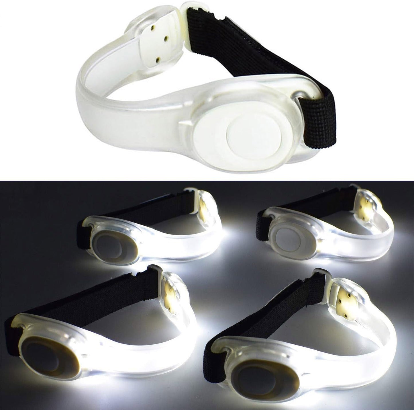 Premium LED Light Up Armband, Reflective Adjustable Wearable Silicone Running Belt Strap/Waterproof Glow in The Dark for Running Jogging Walking Cycling Concert Camping Outdoor Sports