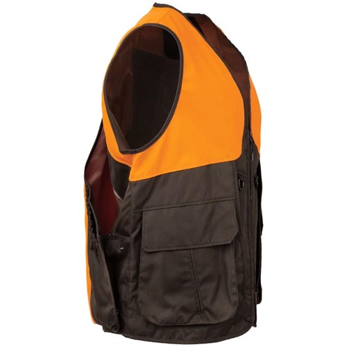 Beretta Men's Command Pro Durable Water-Resistant Front-Load Capable Upland Hunting Vest with Game Bag & Front Cargo Pockets, Brown Bark & Orange, X-Large