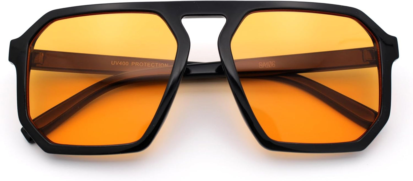 SA106 Mens Octagon Geometric Plastic Racer Mob Pilots Sunglasses
