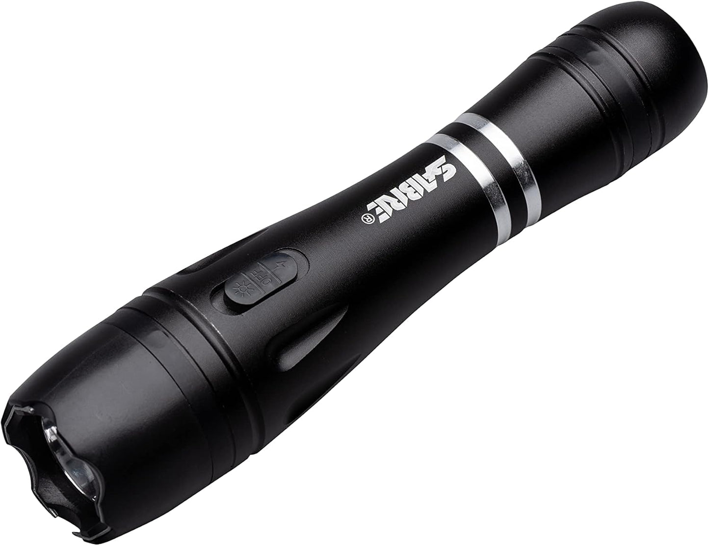 SABRE 2-in-1 Tactical Stun Gun with LED Flashlight, Self Defense Stun Gun with 2.517 µC Charge Produces Intolerable Pain, 130 Lumen LED Light, Safety Switch, Belt Holster, Rechargeable Battery