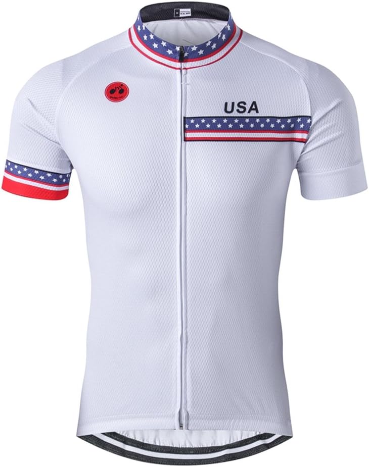 Weimostar Men's USA Cycling Jersey Short Sleeve Biking Shirts Breathable with Pockets