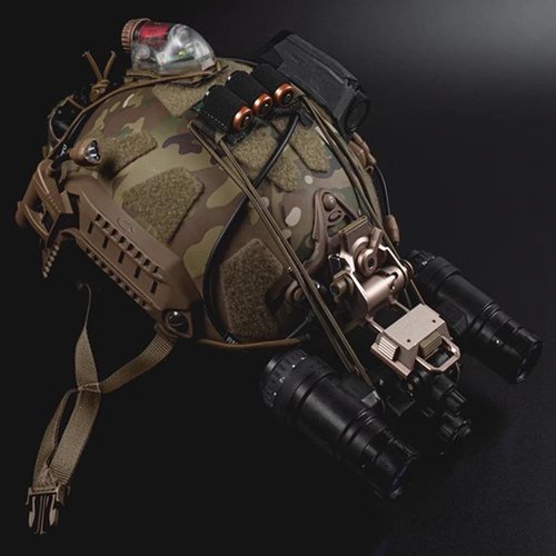 BSGB 2Pcs Tactical Helmet NVG Lanyard Elastic Storage Plate Hook Loop Elastic Battery Storage Holder Board Lanyard Night Vision Fixing Belt Strap Band Platel (CP Khaki)