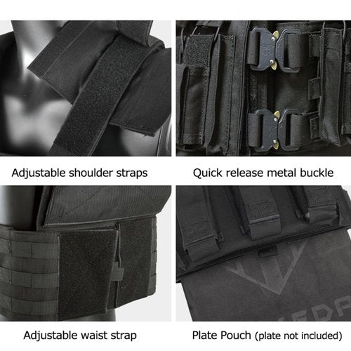 BOMTURN Great Tactical Outdoor Vest for Men Multifunctional Modular Molle Vest With Metal Buckles