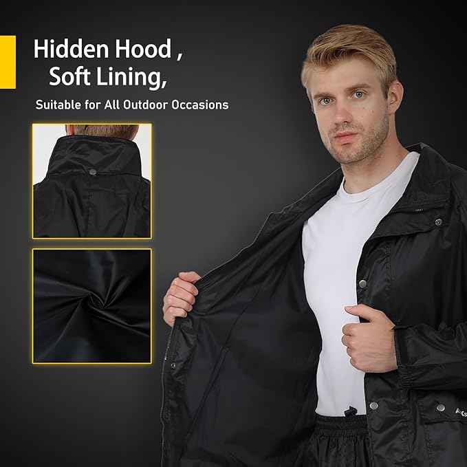 Classic Rain Suits for Men Waterproof Durable Rain Gear with Reflective Strip Rain Jacket Pants for Golf Camping