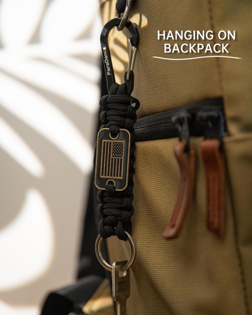 REHTAEL Paracord Keychain (4-Pack), ParaDance Paracord Keychain Carabiner with Cool USA Flag (2-Pack)