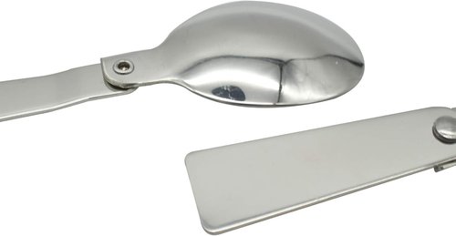 Maydahui 2 PCS Spoon and Fork Foldable Stainless Steel SUS 18/10（304）Salad Spork Portable for Thermos Camping Outdoors