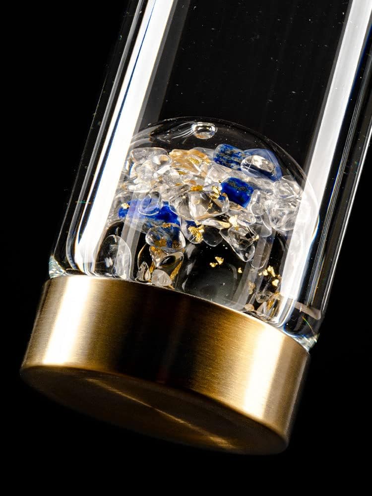 VitaJuwel ViA LUNA | Crystal Water Bottle with Rainbow Moonstone and Clear Quartz for Intuition, Empathy, Femininity