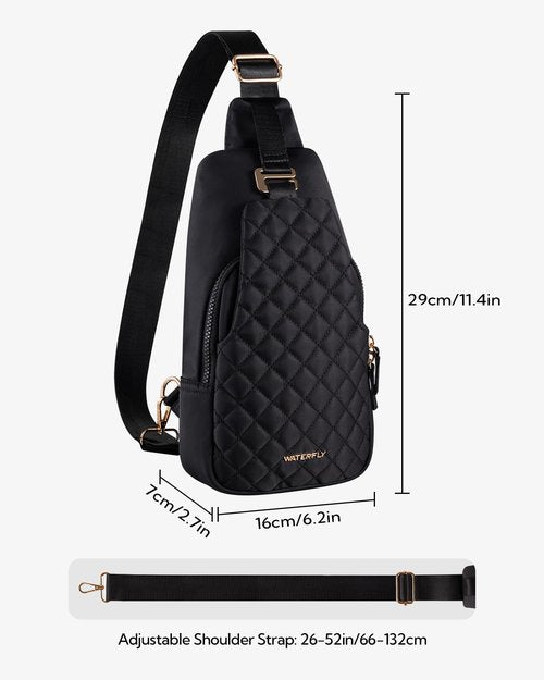WATERFLY Small Crossbody Sling Backpack: Fashion Chest Crossbody Bag for Women Men Anti Theft Stylish Casual Daypack Trendy Travel Bags-Black