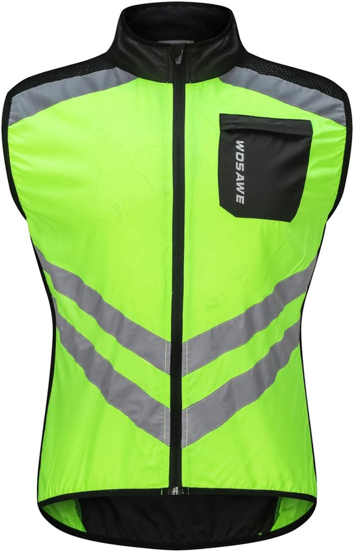 WOSAWE Men's High Visibility Cycling Wind Jacket Water Resistance Reflective Windbreaker