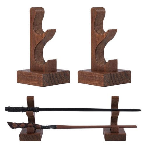Grhonior 2 Pcs Magic Wand Holder for Collection Solid Wood Display Rack for Magic Wand Wood Magic Wand Display Stand Table Counter Shelf Home Or Office Display (Flame)