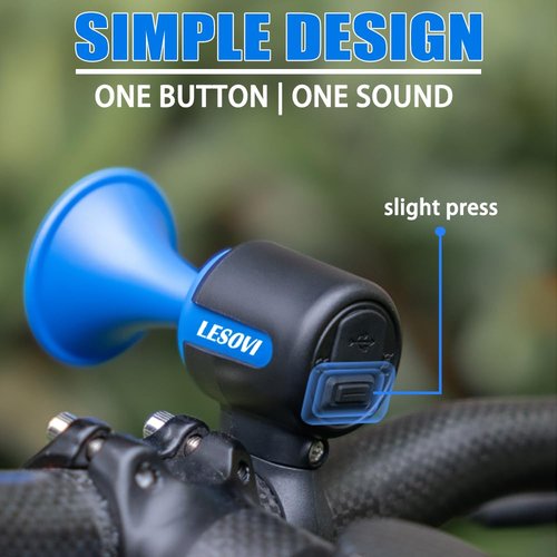 LESOVI Electric Bike Horn, 120dB Electronic Bicycle Bell with 300mAh Battery Operated/IPX5 Waterproof, Loud Bike Bell for Adults/Kids (Black)